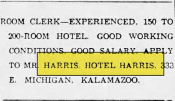 Hotel Harris - May 20 1955 Ad